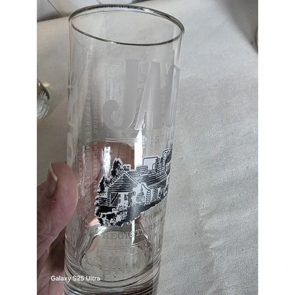 Jack Daniels 10oz Set Of 2 Highball Distillery Etched Silver Rim Painted - Picture 4 of 6